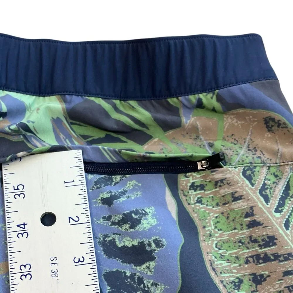 Rhone Trunks Mens M Blue Floral Barrier Swim Shorts Birds Parrot Tropical Lined‎